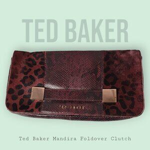 Ted Baker Oxblood Leopard Print Clutch - See Photos, Some Fading But Still Great